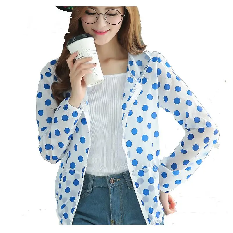 2017 New Summer Thin Sunscreen Coat for Women Lips Love Sunscreen printing Long Sleeve Hood 