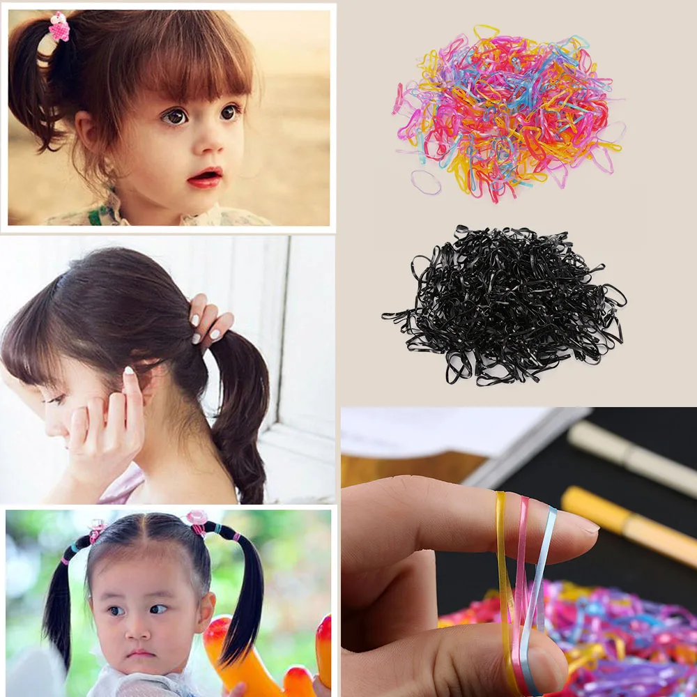 

300pcs/lot Rubber Rope Ponytail Hair Holders Rubber Bands Ties Braids Plaits headband hair clips Elastic Hair Bands Accessories