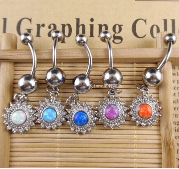 

2016 new 316l medical steel Crystal Gem Belly Ring Button Bar Body Piercing Surgical Steel Navel Ring