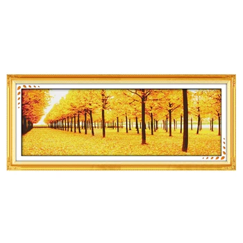 

Joy Sunday chinese crossstitch Golden autumn(4) DMC14CT11CTcottonfabric livingroom dininghall restaurant home hotel painting