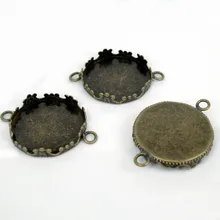 Заготовки круглые оправа в форме короны с 2 петлями соединители браслета Основы Камея Кабошоны Настройки результаты DIY сделать античный бронзовый тон