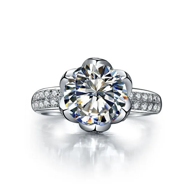 3 carat pure 585 gold lotus flower shape bonzer synthetic diamonds engagement ring for woman wholesale genuine solid gold ring - Rose Shaped Wedding Ring 3 carat pure 585 gold lotus flower shape bonzer synthetic diamonds engagement ring for woman wholesale genuine solid gold ring - Rose Shaped Wedding Ring