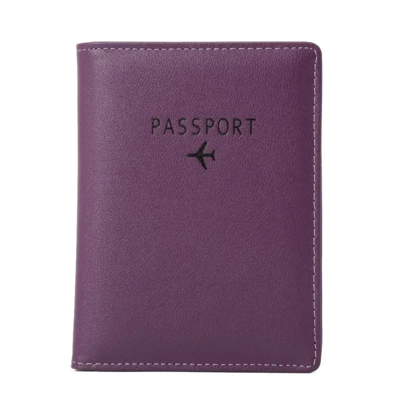 RFID Блокировка кожаный держатель для паспорта Обложка путешествия кошельки мода ID документ Обложка для паспорта сумки - Цвет: Purple