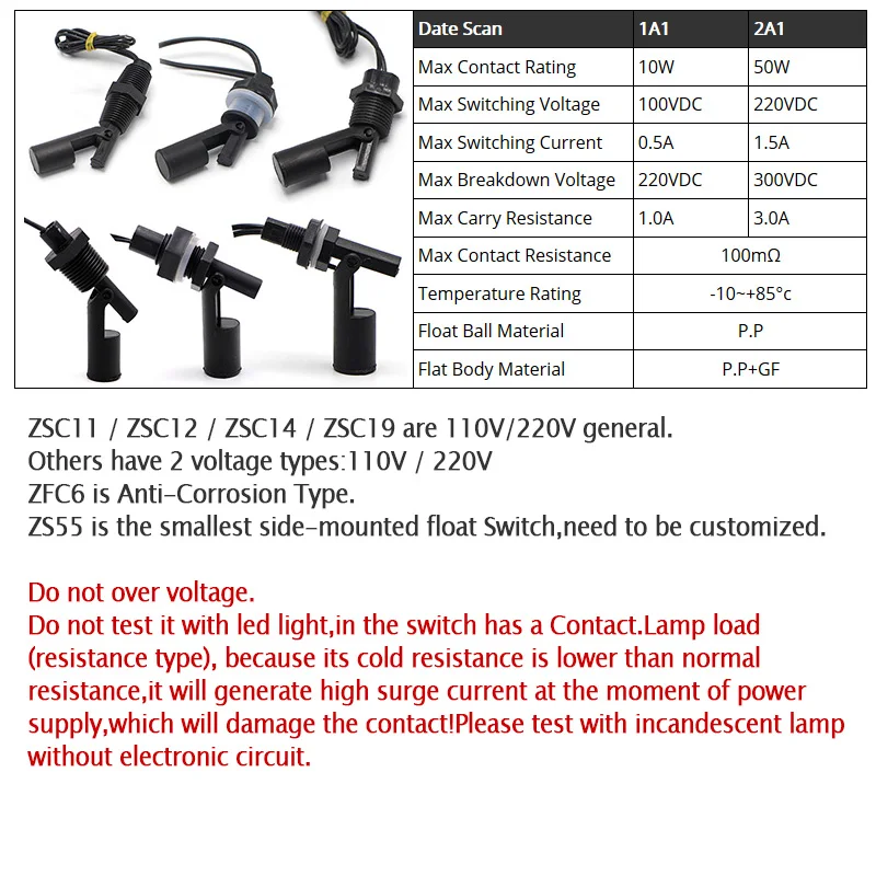 5 шт M16* 2,0 мм ZPC5 100 V 220 V Жидкость Поплавковый уровня воды Сенсор Боковое крепление Поплавковый выключатель безопасный