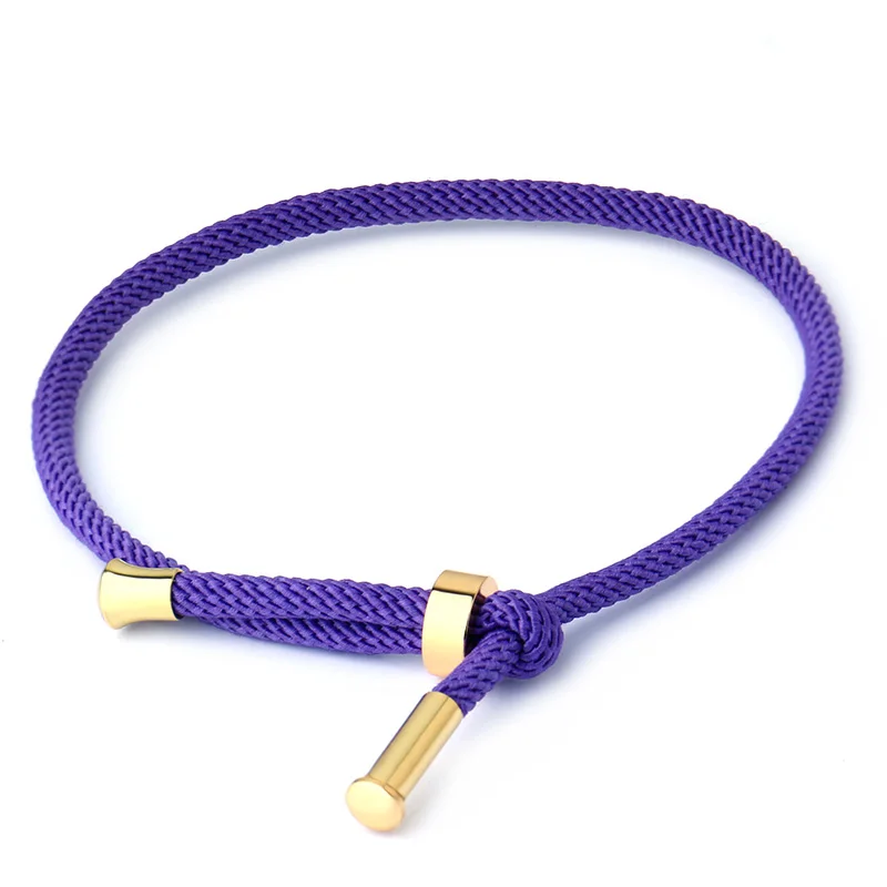 Purple Модный браслет с нитью, 20 цветов, красный, зеленый, ручной работы, веревочный браслет для женщин и мужчин, ювелирные изделия для влюбленных пар - Окраска металла: Purple