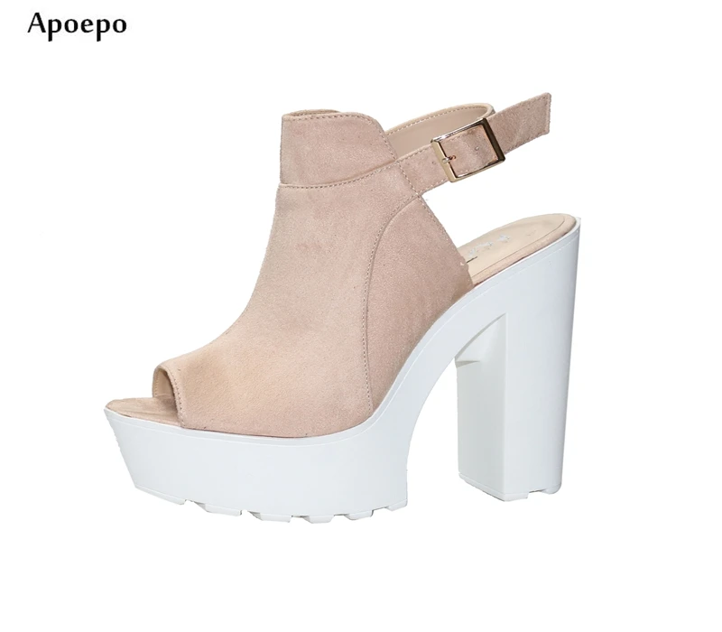 

New Summer Hot Selling 15cm Thick Heels Woman Sandal Sexy Peep Toe Ankle Strap High Heel Shoes Fashion Platform Sandal