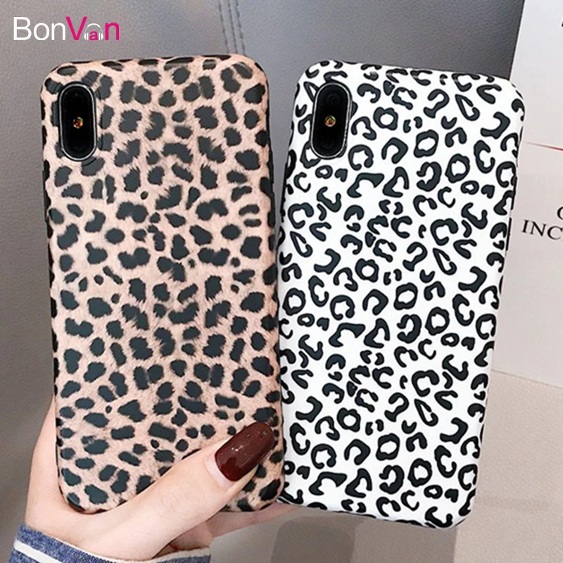 

BONVAN Vintage Leopard Print Matte Silicone Case For iPhone X XR XS Max Soft TPU Cases Cover For iPhone 8 7 6 6s Plus Back Capa