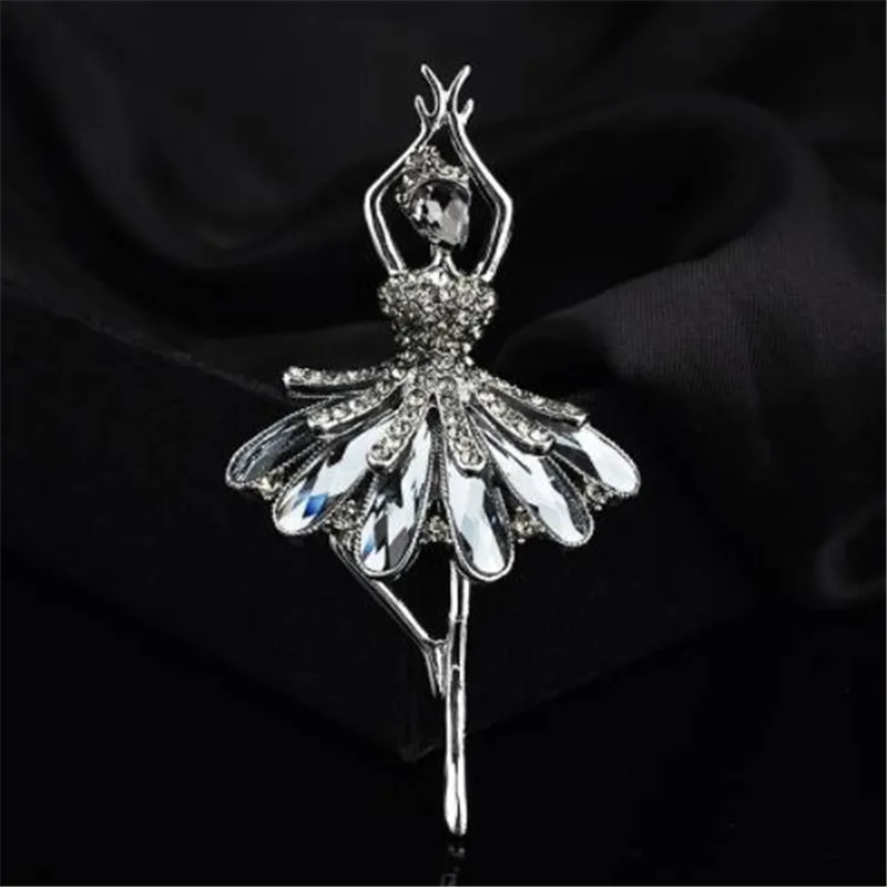 WKOUD Dance girls Swan Lake Factory Direct Sale Ballet Angel Dancing Girl Shinning Crystal Glass Brooches for Women | Украшения и