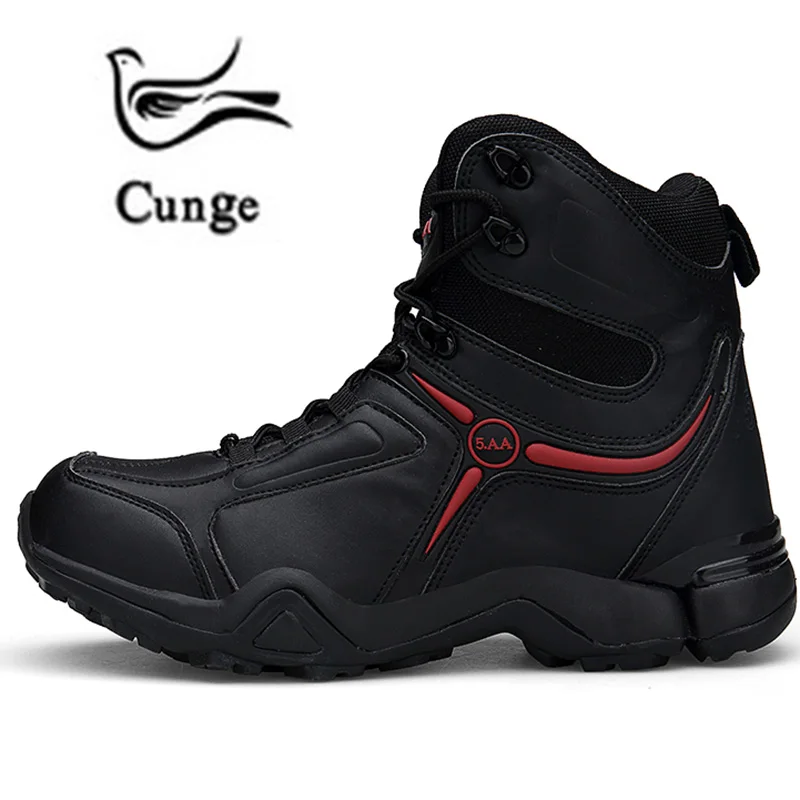 CUNGE мужские тактические военные ботинки для кемпинга, альпинизма, спортивные кроссовки, камуфляжные, военные, для пешего туризма, охоты, резиновые, Spor - Цвет: black