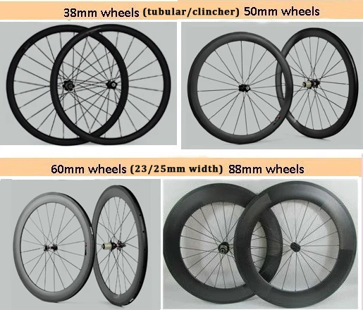 Cheap 100% quality satifaction carbon road wheels 38 clincher wheelsets 50mm tubeless rim 60mm 23mm wheelset 88mm powerway/Novatec hub