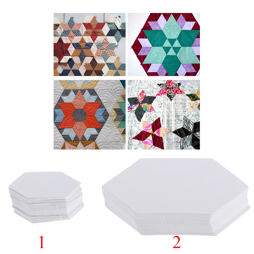 

fityle 200Pcs Hexagon English PAPER PIECING Quilting Templates White 26mm 42mm