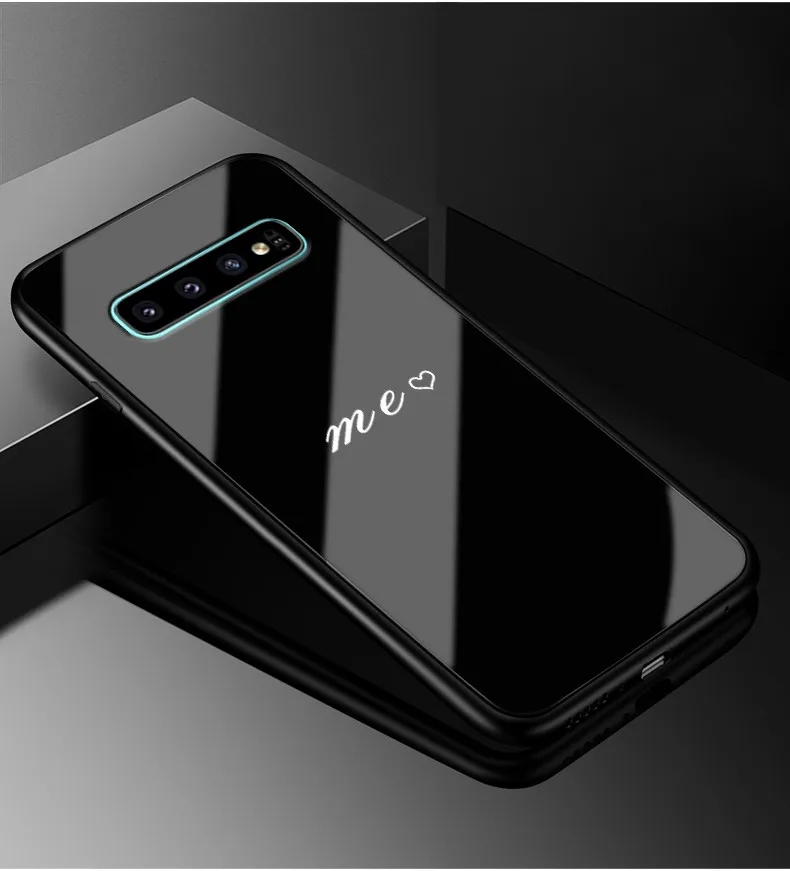 06 Для samsung S10 чехол S10 Plus PC Пластиковый стеклянный чехол для телефона черный ТПУ бампер чехол для samsung Galaxy S10 Plus S10e S10 Lite S 10 - Цвет: 06