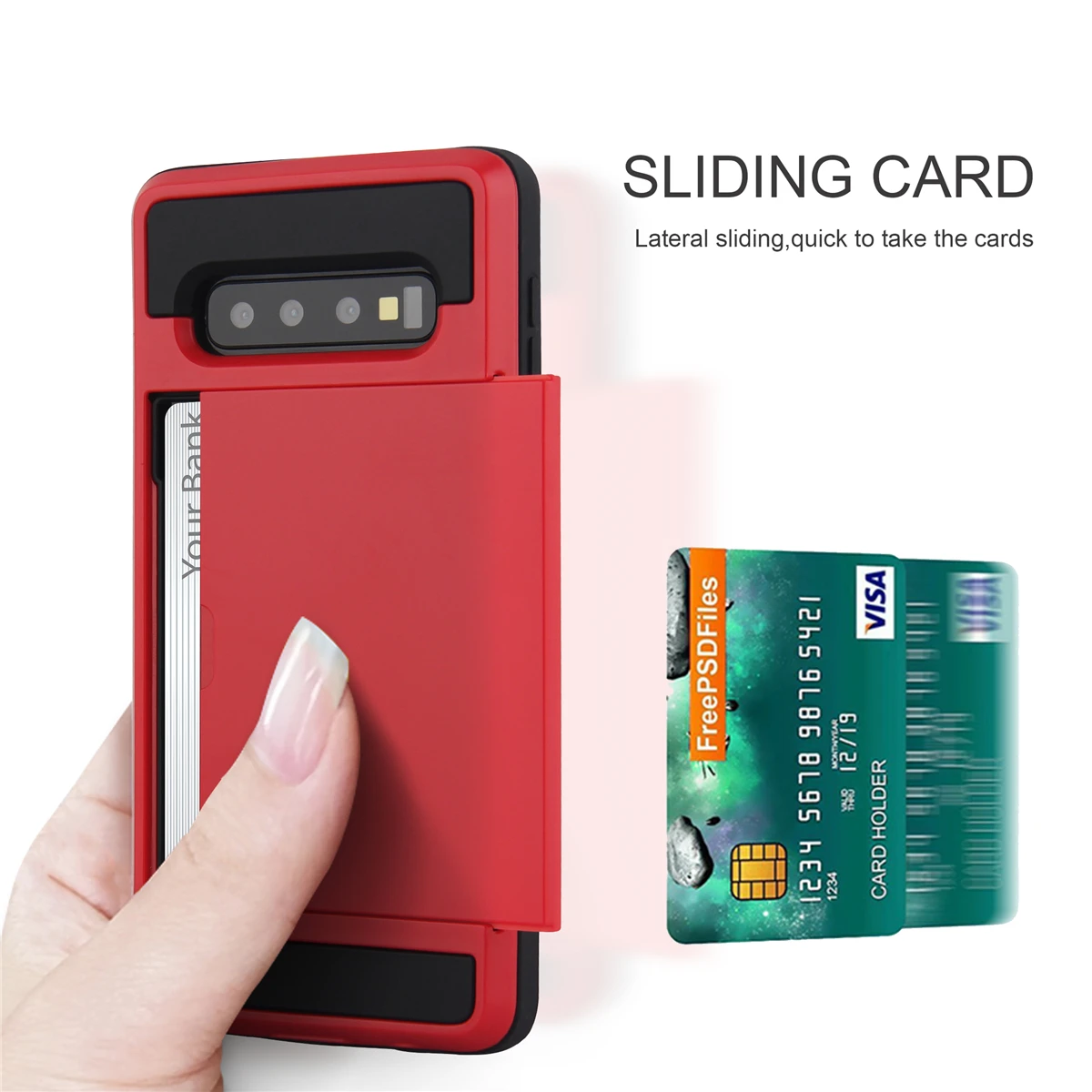 Slide Card Hybrid Hard Back Cover for Samsung Galaxy S10 Plus S10e S9 S8 S7 S6 Edge NOTE 9 8 Case |
