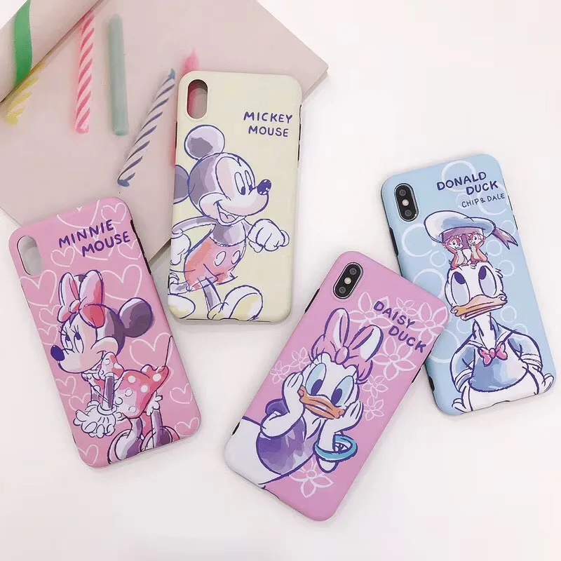 

Cartoon Disneys phone Case For iphone Xs MAX XR X 6 6s 7 8 plus Fun Couple Mickey Minnie Donald Duck Daisy slicone back Cover
