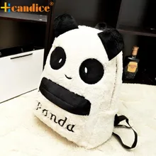 Naïveté Nouveau Mignon Panda Patten Zipper Sac À Dos Caractère Animal Doux Oreilles Furry Bourse Sac JUL29 drop shipping