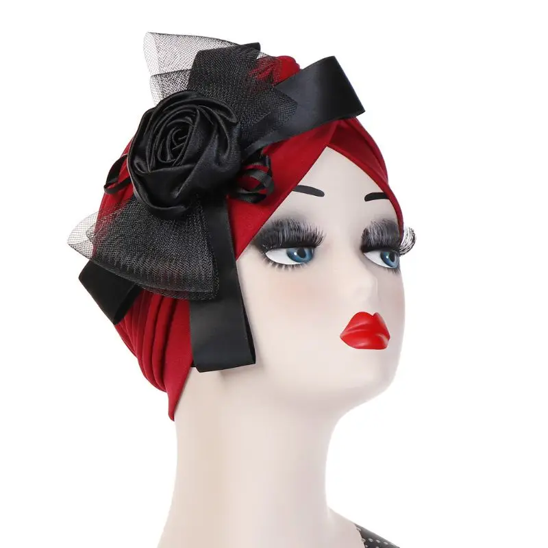 Fashion Muslim Women's Hair Loss Head Flower Scarf Hat Bowknot Turban Head Wrap Cover