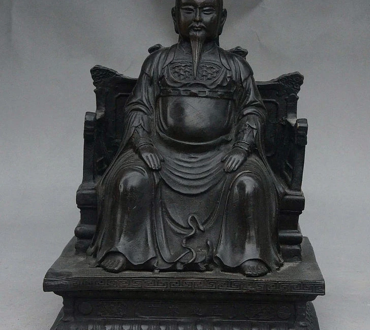 11" China Folk Taoism Bronze God of the North Turtle Snake Xuan wu da