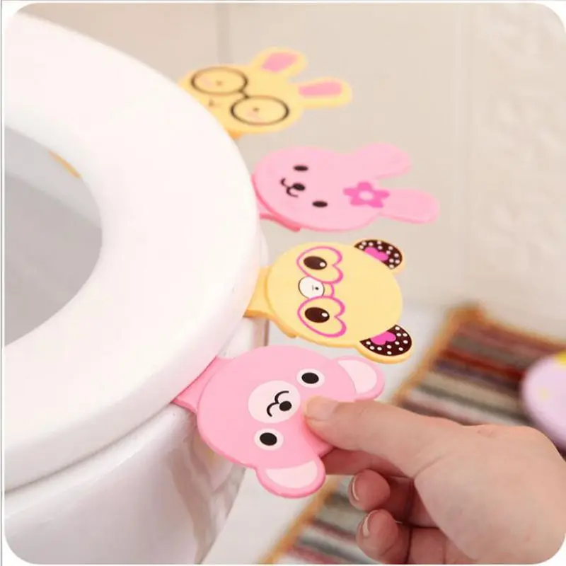 

Cute Cartoon Toilets Lid Handle Creative Portable Not Dirty Hands Uncovery Flip Lid Toilet Cover Home Toilet Accessory
