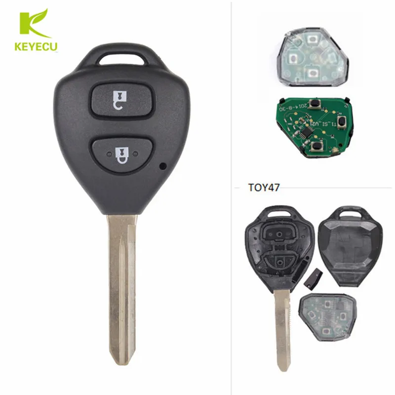KEYECU дистанционный брелок 2 кнопки 433 МГц 4D67 чип для Toyota RAV4 2006 2010 Европа TOY47|chip 4d67|chip