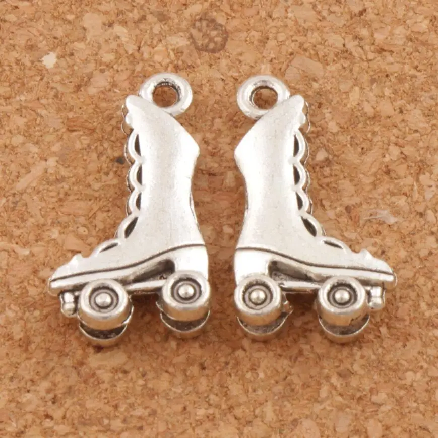 Roller skating Shoes Charm Beads 100pcs Antique Silver Pendants Jewelry