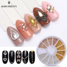 1 коробка, Стальные Бусины, шпильки для ногтей, мини-стальная бусина, разные размеры, золото, серебро, шампанское, блестки, Смешанные 3D украшения для ногтей в колесах