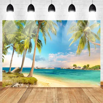 

Mehofoto Tropical Beach Backdrop Summer Palm Tree Photography Backdrops for Wedding Party Natural Scene Seamless Photo Backgroud