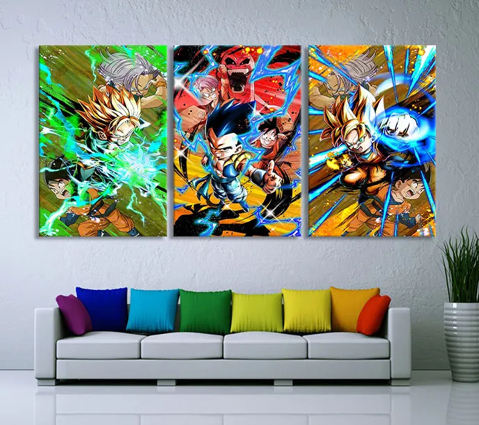 

3 Piece Dragon Ball Z Anime Poster Drawing Painting Goten and Torankusu Wall Sticker Gotenks Wall Art Picture Home Decor Gifts