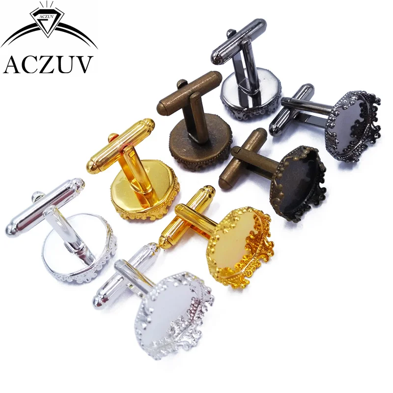 

100Pcs 15mm Crown Bezel Cufflinks Blanks Cufflinks Findings Cabochon Base Settings XK-008