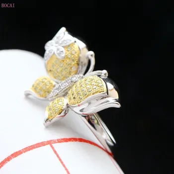 

silver silver s925 sterling silver women' new style jewelry micro drill Switzerland the silver butterfly female woman's rings