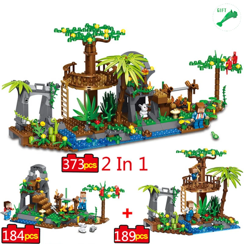 QUNLONG 373pcs village forest camping Building Blocks set