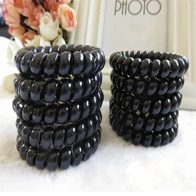 Women Rubber Elastic Telephone Wire Cord Head Ties Hair Band Rope Ponytail Ring
