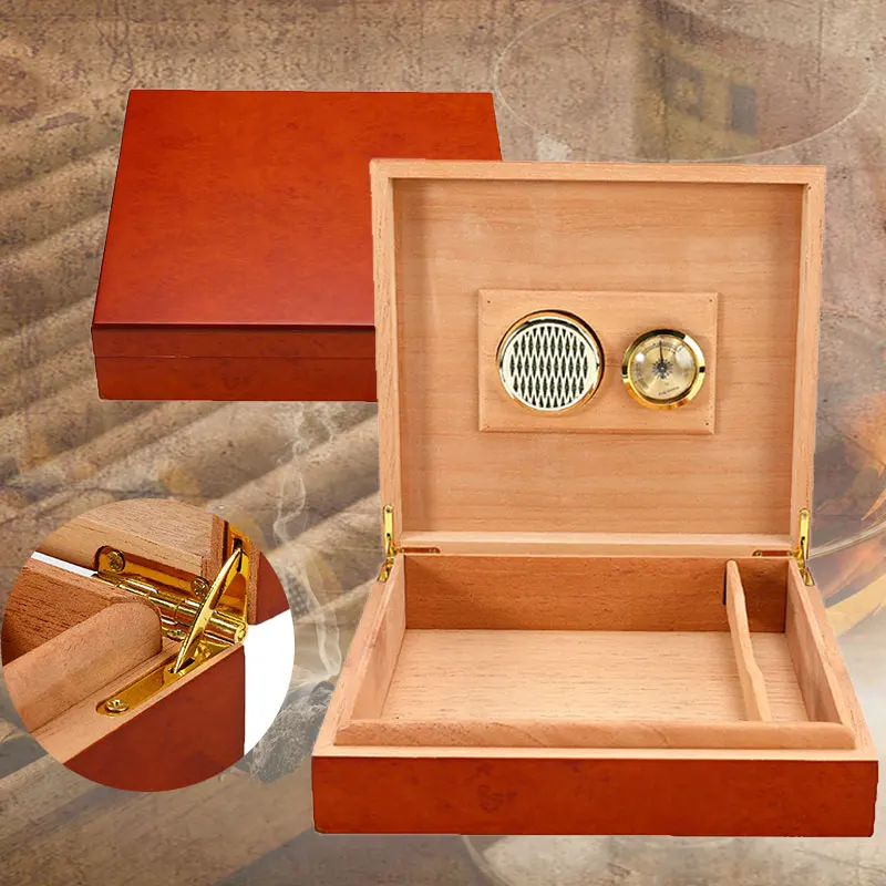 Wood Brown Cedar Lined Cigar Humidor Cigar Humidor Humidifier With Hygrometer Case Box Moisture Meter Moisturizing Device Wood Brown Cedar Lined Cigar Humidor Cigar Humidor Humidifier With Hygrometer Case Box Moisture Meter Moisturizing Device