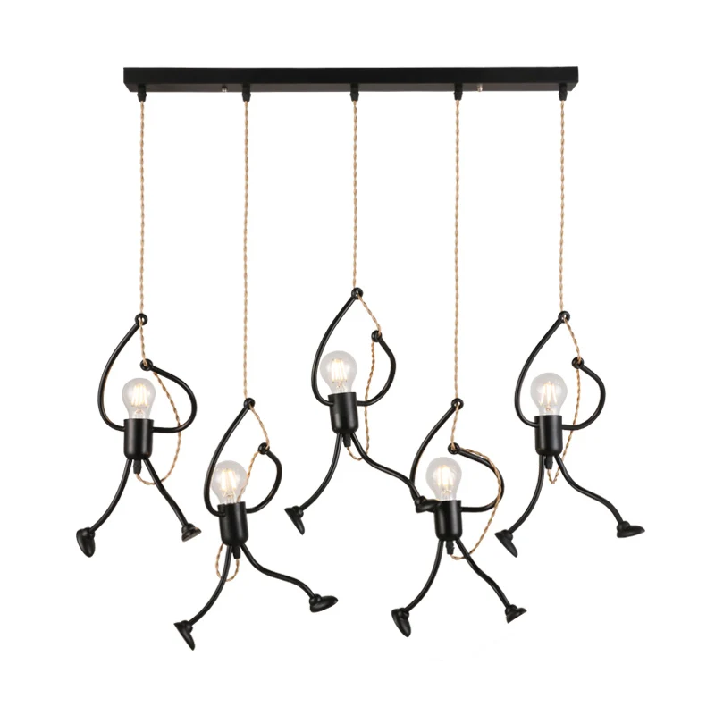 

Wrought Iron Monkey Lamp Kitchen Lighting Modern Bar Light Fixture Industrial Pendant Light Decorations for Home Hanging Lamps