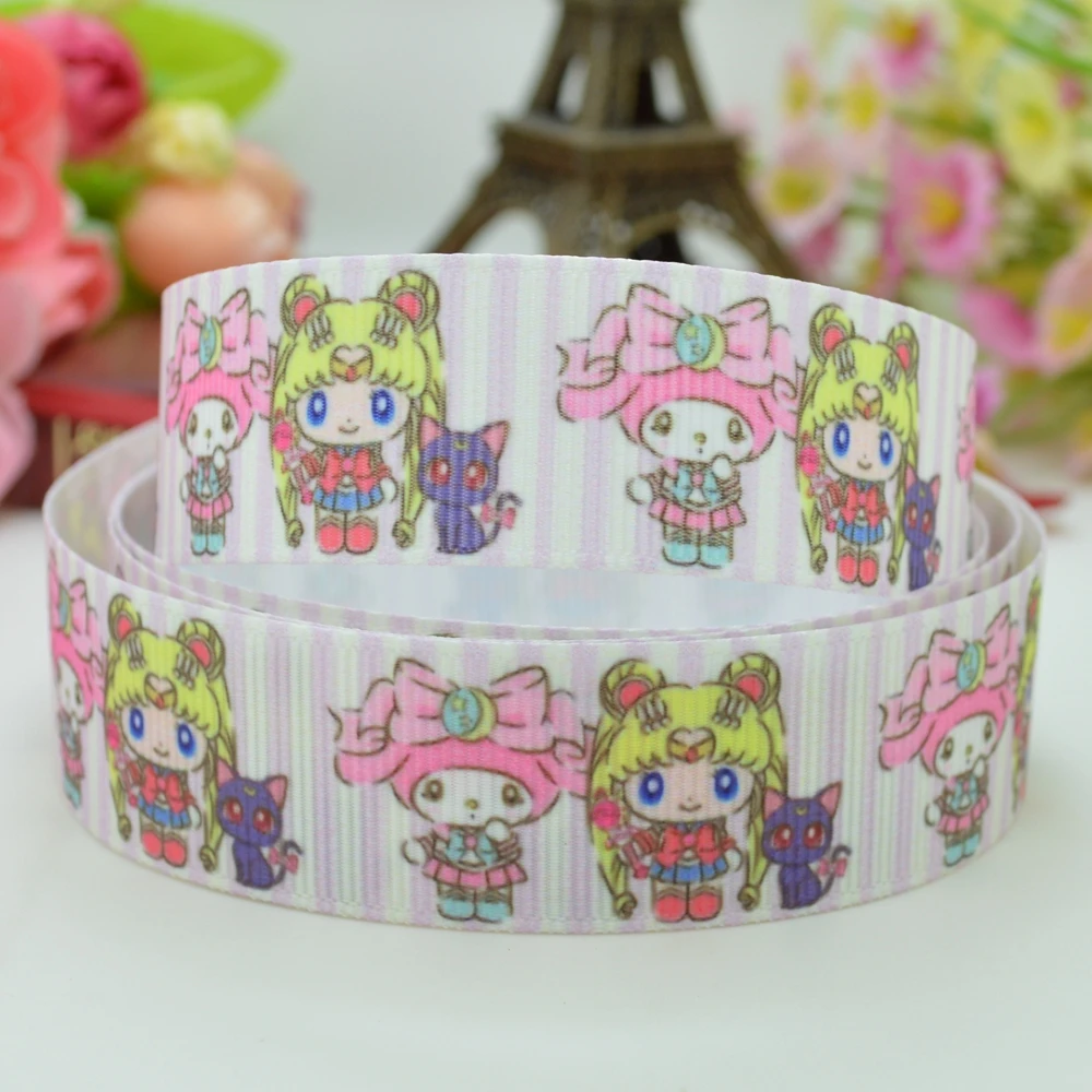 DUWES 7/8 &quot22 мм 2 5 10 50 ярдов Сейлор Мун my melody Pretty Cure Printed grosgrain лента для волос бант