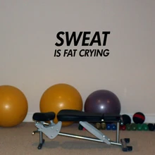 Sweat is Fat Crying Wall Decal In Home Gym Fitness Room Vinyl Sticker Workout Custom
