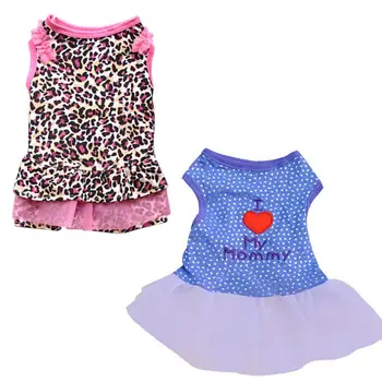 

Small Cute Autumn Dog Puppy Dog Cat Shirt Dress Clothes Leopard Pattern/I Love My Mommy Printed Pet Costumes YWT