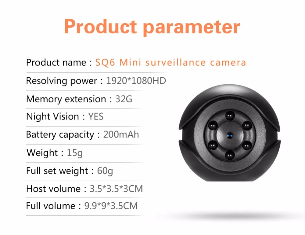 SQ6 SQ 6 Secret Small Micro Video Mini Camera With Motion Sensor HD 1080p Night Vision Cam Camcorder Body Miniature Minicamera