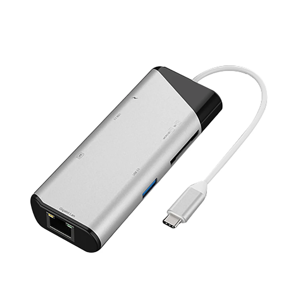 7 в 1 USB C концентратор к HDMI Gigabit Ethernet Rj45 адаптер 4K USB3.1 SD/TF кардридер для MacBook Pro iPad HUEWEI type C концентратор Hdmi