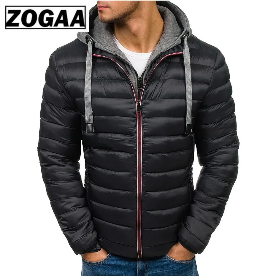 

ZOGAA Men Jacket Coats Thicken Warm Winter Windproof Jackets Hooded Outwear Cotton-padded Jacket Zipper Hip Hop Cotton Hooded