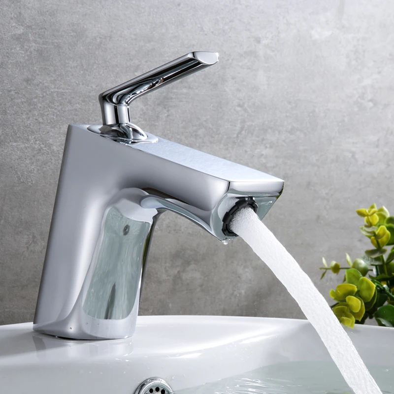 

Unique design Chrome brass bathroom sink basin faucet Cold and hot water mixer faucet Tap