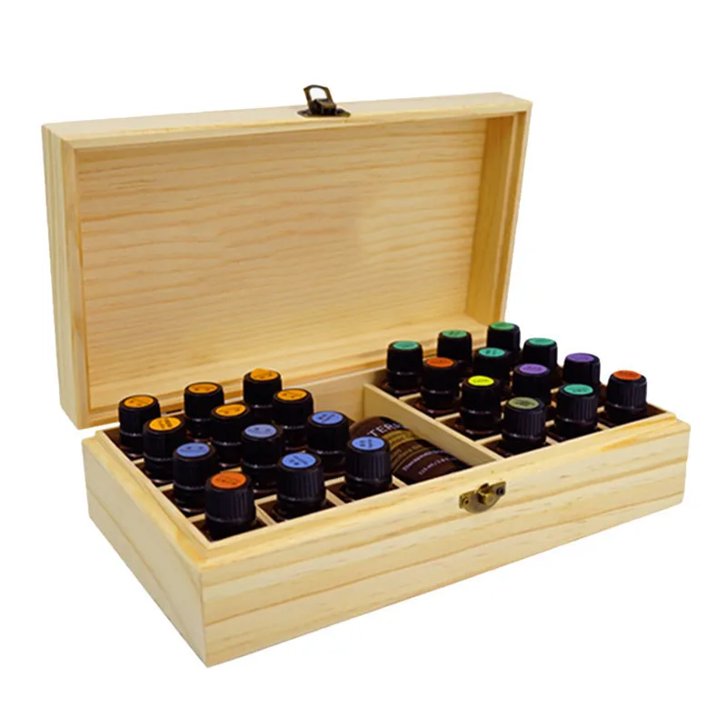 

25 Holes Wooden Essential Oils Box SPA YOGA Club Aromatherapy Storage Case Organizer Container For 5ml /10ml /15ml Bottles