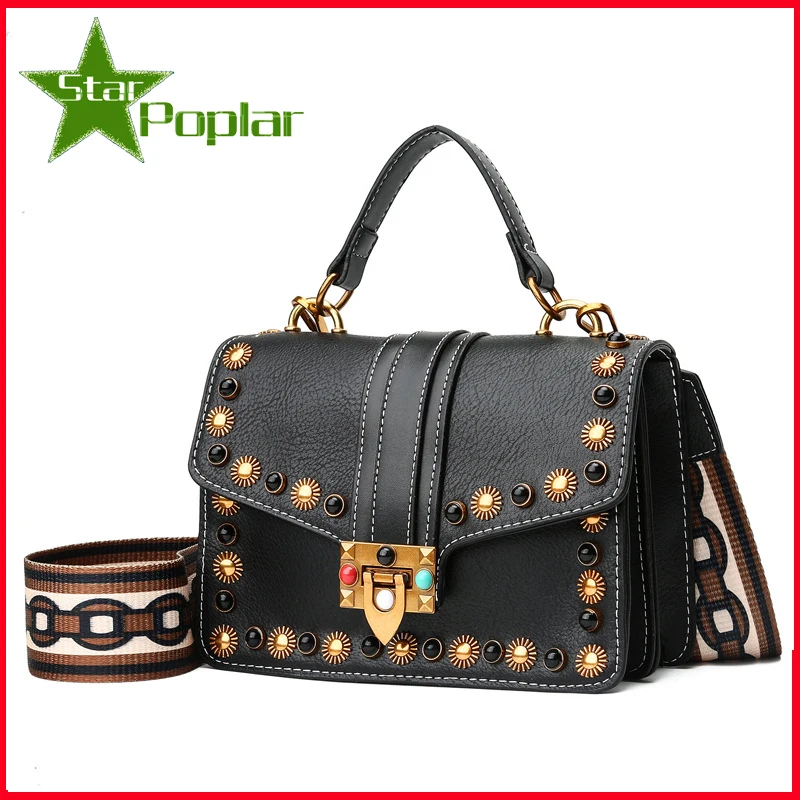 

Fashion new rivet women's handbag. Retro ribbon small bag. Single shoulder bag oblique span bag. Female bag.Ladies handbag