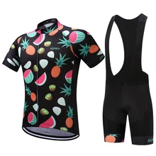 Men Women Cycling Set Bike Clothing Bib Sport Suit Bicycle Racing Team Short Sleeve Men's Cycling Jersey Kits with Fruit Pattern veobike men women country series short sleeve jersey gel padded bib shorts breathable sport suit bike bicycle cycling jersey set