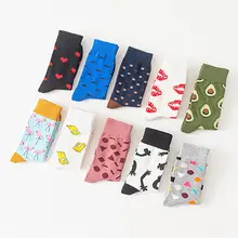 Женские носки, весна и осень, тренд, геометрические, розовые, пара, в трубке, женские, любовь, авокадо, хлопковые носки, креативный узор, stockin