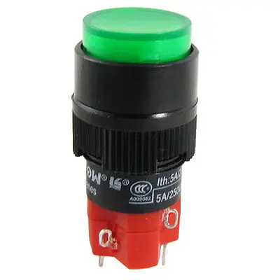 

Green Light Illuminated Push Button Switch AC 250V 5A