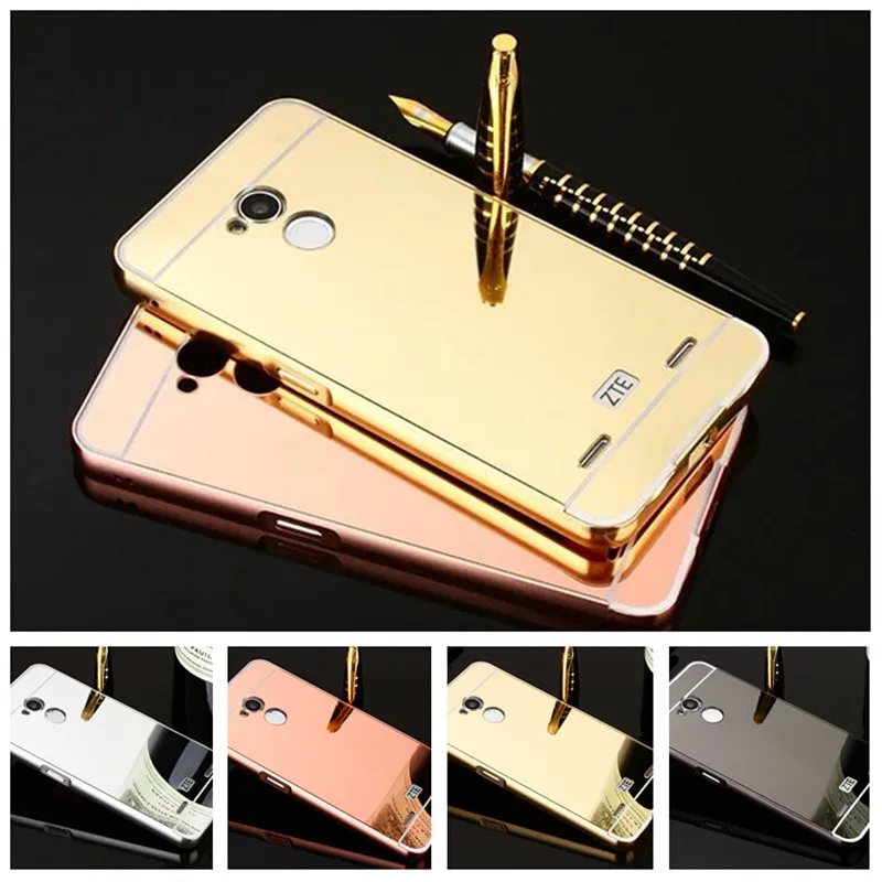 

Mirror Carcase On For ZTE V7 LITE Case Luxury Aluminum Metal Bumper Frame Back Cover for ZTE Blade V7 Lite shell Housing Coque