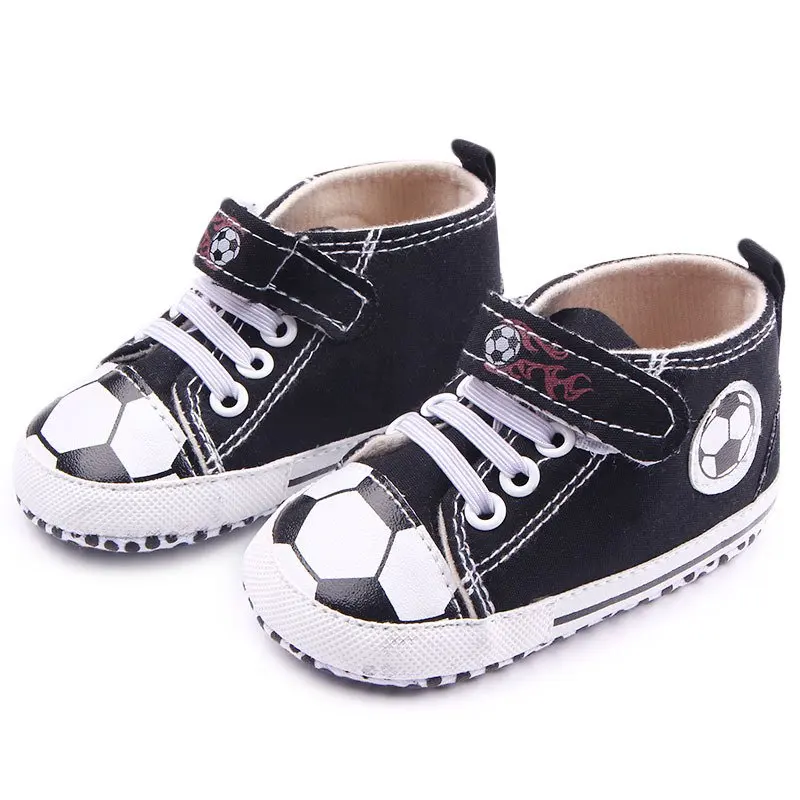 

Spring Autumn Toddler Sneaker Kid Canvas Lace-Up Soft Sole Baby Shoes Boys Football Pattern Crib Shoes