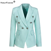 Newest Brand New Unique Designer European American Women Slim Quality Double Breasted Runway Blazer Plus Size Blazers