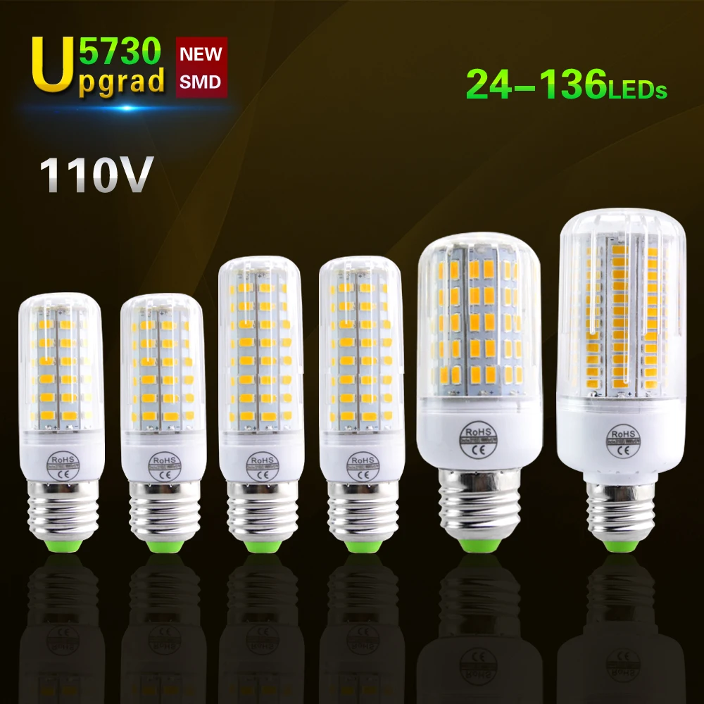5730 чип E27 светодиодная лампа для кукурузы 110В 24Led 30Led 42Led 64Led 80Led 89Led 108 LED 136