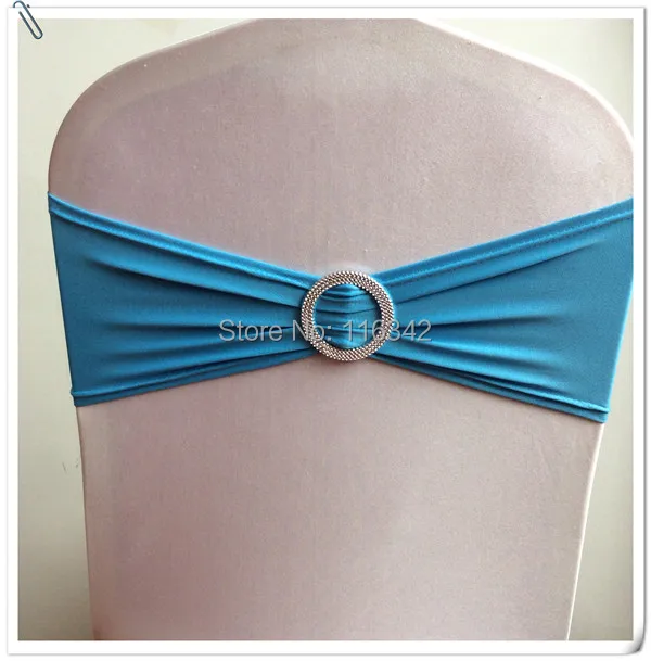

Blue Stretch Chair Cover Bands Lycra Spandex With Ring Buckle Replace Chair Sash Bow Wedding Party Decor FREE SHIPPING